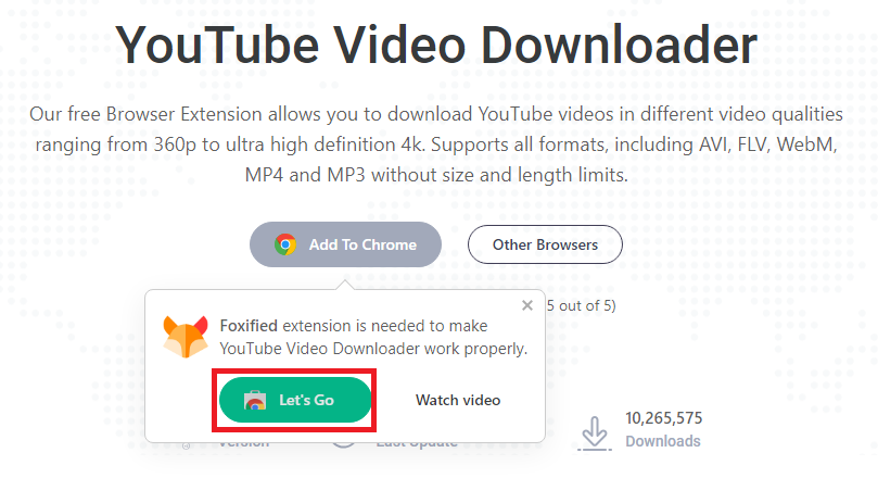 YouTube Video Downloader 추가 바로가기