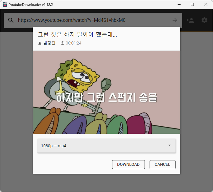 YoutubeDownloader 영상 다운로드