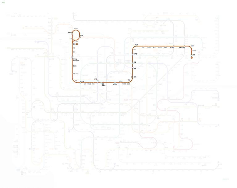 서울 6호선 지하철 노선도 (Seoul Subway Map Line 6) - Vanvline